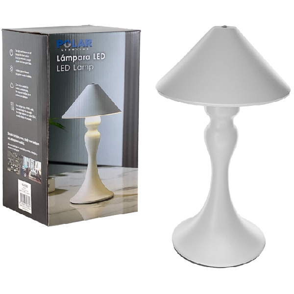 LED Metal Touch Table Lamp Rechargeable with USB cable 26cm, White