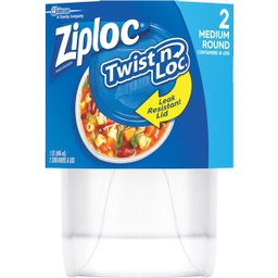 [71287] ****Ziploc Twist 'n Loc 1 Qt. Clear Round Food Storage Container with Lids (2-Pack)