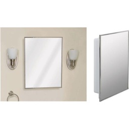 [X311] Zenith Medicine Cabinet Single Mirror Surface/Recess Mount 16-1/8 W x 20-1/8 H x 3-1/4 D , Stainless Steel