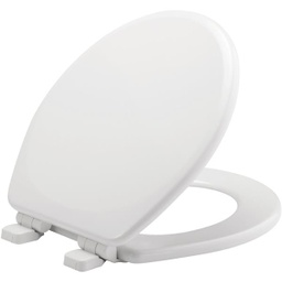 [43SLOW 000] Mayfair Toilet Seat Round Closed Front Slow Close White Wood