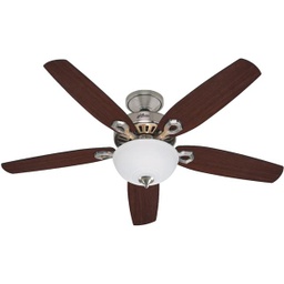 [53090] Hunter Builder Deluxe 52 In. Brushed Nickel Ceiling Fan with Light Kit. (C.F.M - 3007)