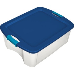 [14447406 / 14449606] Sterilite Latch &amp; Carry Storage Tote 12 Gal., Clear Base with Blue Lid