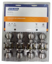 [B4PATL30] Schlage Combo Pack 3 Entry Knobs +1 Bath Knob 630 BST 7707007712273