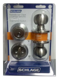 [B350ATL30] Schlage Knob and Single Cylinder Deadbolt Combo Atlas 630 BST 7707007712419