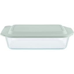 [1134582] Pyrex Glass Baking Dish with Sage Lid 9 In. x 13 In. x 3 In.