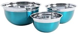 [109499.03] Oster Rosamond Mixing Bowl Set of 3, Metallic Turquoise