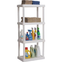 [91064-1C-90] Gracious Living 4-Shelf Solid Shelving Unit Light Duty, White (Holds up to 220 lbs)