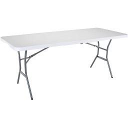 [5011] Lifetime 6 Ft. Light Commercial Fold-in-half Table with Handle, White