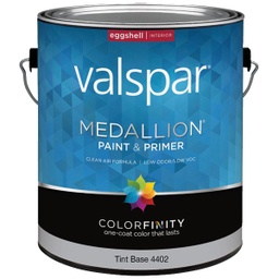 [027.0004402.007] Valspar Medallion 100% Acrylic Paint &amp; Primer Eggshell Interior Wall Paint, Tint Base, 1 Gal.