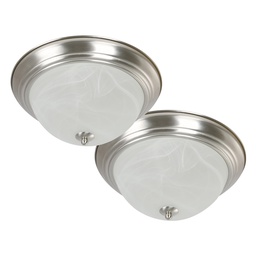 [RH9283-1 RHFMCL14124] Royal Homes Twin Pack Indoor Ceiling Lamp Flush Mount Satin Nickel