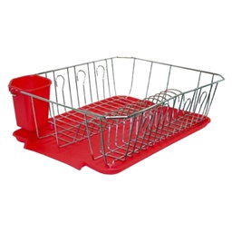 [4029/RED] Kennedy Dish Rack with Utensil Holder, Red