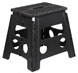 [FS49678] Home Basics Large Folding Step-Stool Plastic with Non-Slip Dots, Black