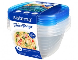 [54110] ****Sistema 4-pk TakeAlongs 1.2L Deep Square Food Containers