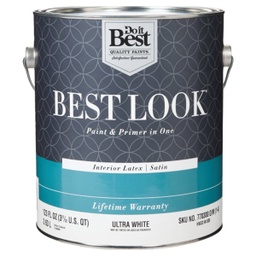 [HW33W0800-16] ****Best Look Latex Paint &amp; Primer In One Satin Interior Wall Paint Ultra White 1 Gal