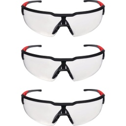 [48-73-2052] ****Milwaukee Red &amp; Black Frame Safety Glasses with Clear Anti-Scratch Lenses 3-pk