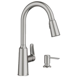 [87028SRS] Moen Edwyn Single Handle Lever Pull-Down Kitchen Faucet with Soap Dispenser SS