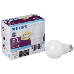 [565515] Philips 100W Equivalent Daylight A19 Medium LED Light Bulb (2-Pack)