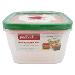 [10216] ****Goodcook Food Storage Container FlexTrim Clear Mix 4.25 x 6.75 x 6.75in