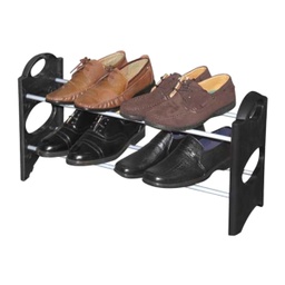 [SR01262] Home Basics 2-Tier Shoe Rack Black 26.5x8x13in