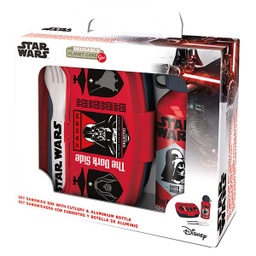 [51763] ****Disney Kids 4-pc Back to School Set - Bottle 400ml &amp; Sandwich Box - Star Wars