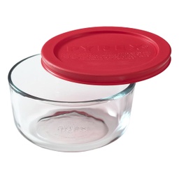 [1069619] Pyrex Storage Plus 2-Cup Round Glass Storage Container with Plastic Lid