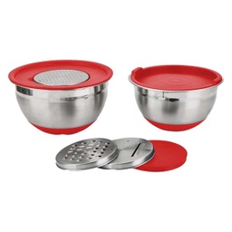 [HJB101R] ****Hamilton Beach 2pc Mixing Bowl Set with Grating Lid Inserts, Red