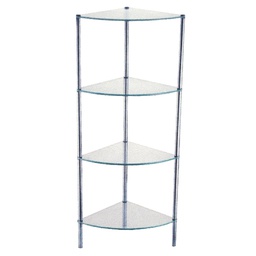 [KL-9224] Classy Homes Corner Shelf 4-Tier Glass /Chrome