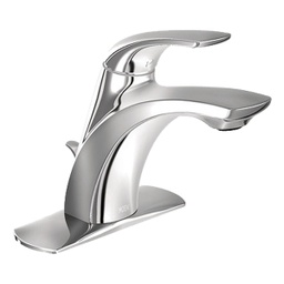 [WSL84533] Moen Zarina Bathroom Sink Faucet 1-Handle Single Hole 4-In. Centerset WaterSense with Drain, Chrome