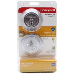 [8111209] ****Honeywell Deadbolt Single Cylinder Satin Chrome