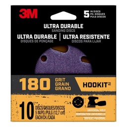 [Disc5in10pk180] ****3M Ultra Durable 5 In. Power Sanding Discs, Universal Hole, 180 grit 10PK