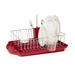 [5148436] Farberware Professional 3pc Dish Rack Set, Red