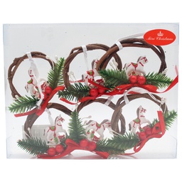 [831-D007-104] ****Miro Christmas Wreaths Horse 6cm- Set of 6