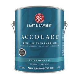 [0000Z4489-16] ****Pratt &amp; Lambert Accolade Exterior Latex Flat, Super One-Coat White