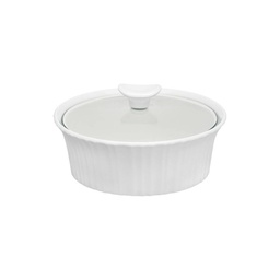 [1105932] ****Corningware Round Covered Casserole Dish Stoneware 1.5 Qt French White