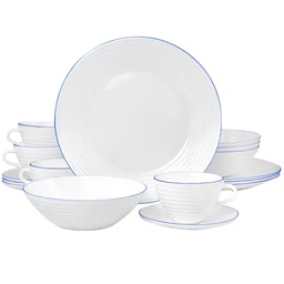 [130985.16] Oster Veranda 16pc Dinnerware Set, Blue Rim Embossed