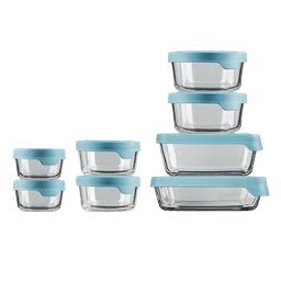 [ci13106L20] Anchor Hocking 16pc Glass Food Storage Set w/ Trueseal Lids Clear/Mineral Blue