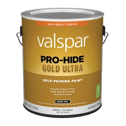 [028.0064003.007] Valspar Pro-Hide Gold Ultra Zero VOC Semi-Gloss Interior Wall Paint, Tint, Base 1 Gal.