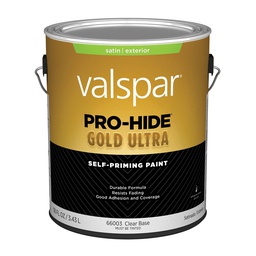 [028.0066003.007] Valspar Pro-Hide Gold Ultra Latex Satin Exterior House Paint, Clear Base, 1 Gal.