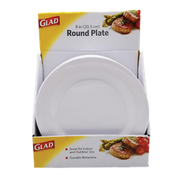 [GLD-70017] ****Glad Melamine Round Plate 8in, White