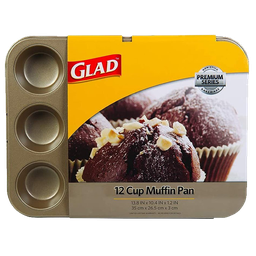 [GLD-78025] ****Glad Prem 12-Cup Muffin Pan 13.8x10.4in, Gold