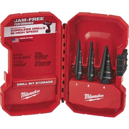 [48-89-9221] ****Milwaukee 3-Piece Black Oxide Step Drill Bit Set, #1 #2 #4