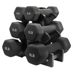 [GM-DMB869] Gym Master 32 Lb Neoprene Dumbbell Set, Black - 2 x 3 Lb, 2 x 5 Lb, 2 x 8 Lb