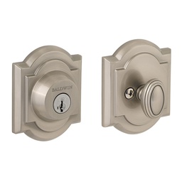 [93800-011 / 380 ARB 15 SMT] Baldwin Prestige Single Cylinder Arched Deadbolt, Satin Nickel