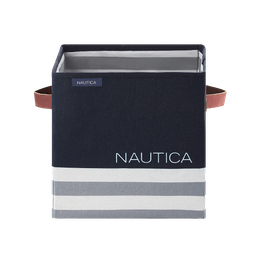 [21A330-CN] Nautica Folding Storage Cube, Navy Stripe