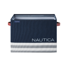 [21A330-RBN] Nautica Folding Rectangular Storage Bin, Navy Stripe