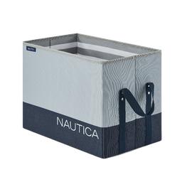 [21A332-RBG] Nautica Folding Rectangular Storage Bin, Gray Block