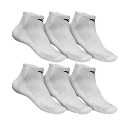 [EVSX6P4911-WT] Everlast Ankle Socks (Size 9-11) Poly 6-Pack, White