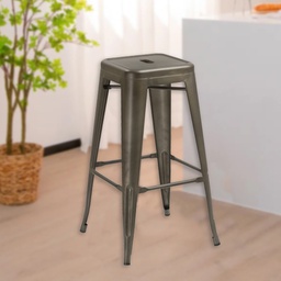 [T-5046 MBBS27326] Mobel Backless Iron Bar Stool, Silver