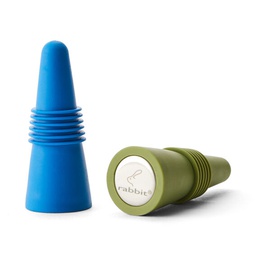 [5273488] Rabbit Silicone Bottle Stoppers Blue/ Green - Set of 2