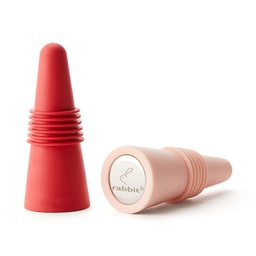 [5273487] Rabbit Silicone Bottle Stoppers Red/ Pink - Set of 2